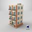 Modello 3D low poly di un edificio residenziale in stile cartone animato 03