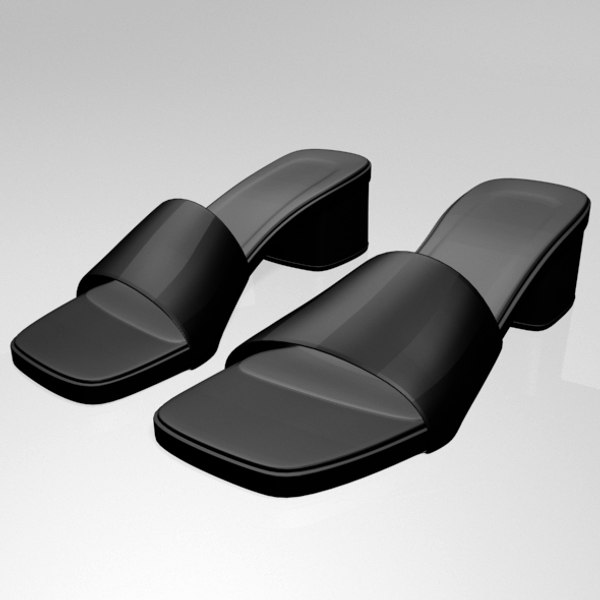 stylish square-toe slide sandals 3D