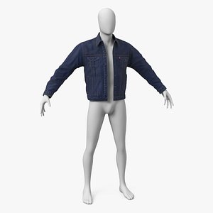 3D Unbuttoned Levis Man Trucker Jeans Jacket model