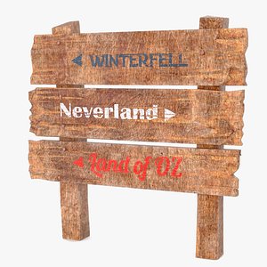Aged Weathered Rustic Signpost 3D model