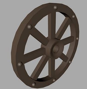 Low Poly Wagon cart chariot wooden Wheel