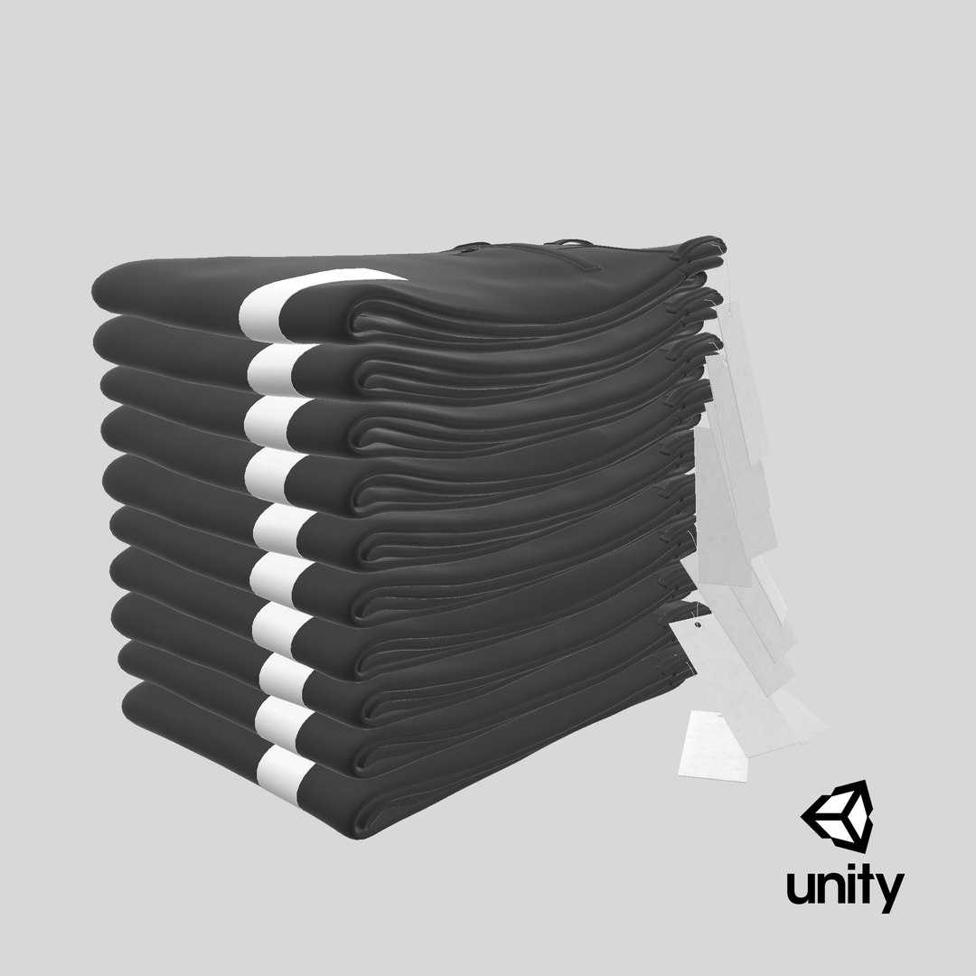 3D Folded Pants 10 Pile Black Dark And Light Khaki Model - TurboSquid ...