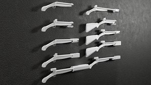 Low Poly ShotgunV2-style -10 Variations Game Ready 3D model