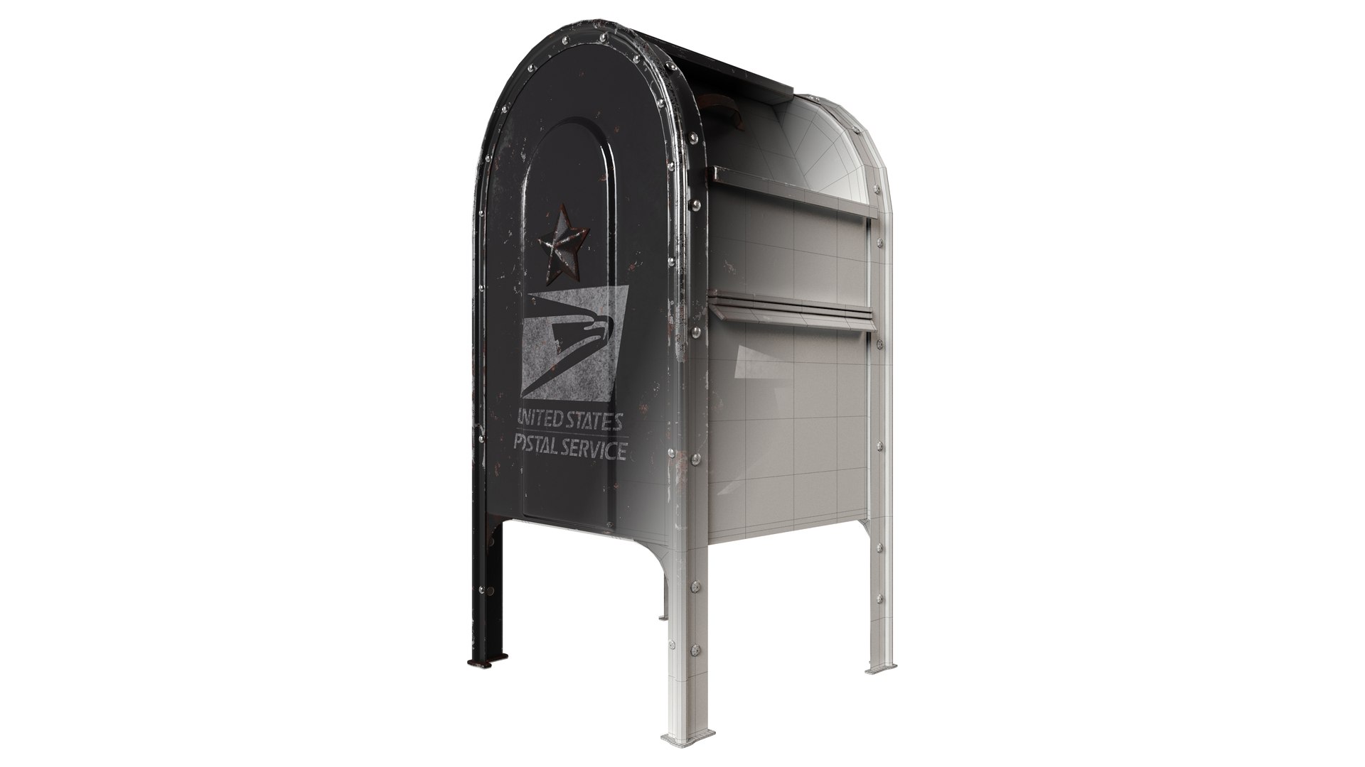 3D Black US Mailbox Express Mail TurboSquid 2006008