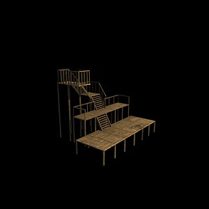 rustic modular wooden dock 3D model model