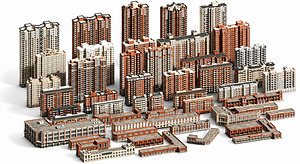 43 Isometric Apartment Building Pack Modular Urban Residential City Blocks  Low Poly Stylized 3D