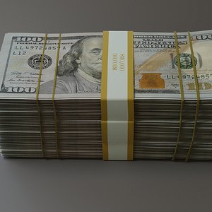 3D stack of dollars model