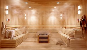 3D sauna room realistic corona model