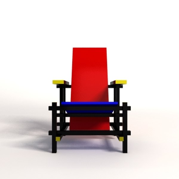 Modello 3D Gerrit Thomas Rietveld Poltrona lounge rossa e blu