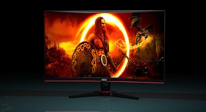 Curved AOC Gaming Monitor 3D Model - Ultra-Wide Display