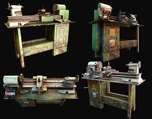 3D metalworking lathe wwii war machine model