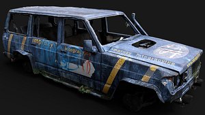 jeep vandalized car destroyed street wreck photogrammetry 3D model