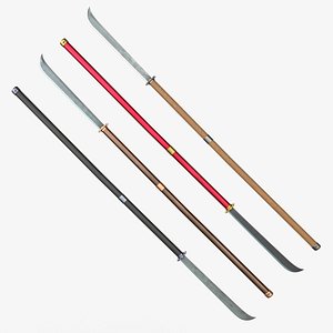 3D Japanese Spear Naginata 4 colors model