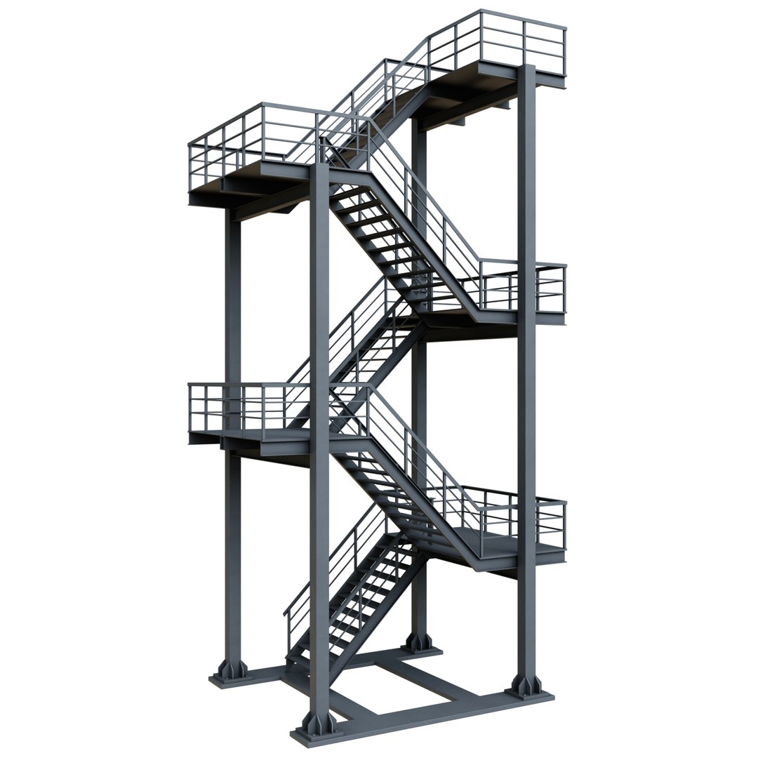 3D Industrial Escape Stair TurboSquid 1707070
