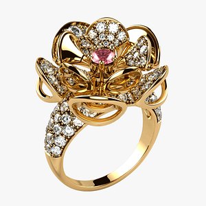3D High Jewelry Luxury Gold Ring