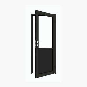 Office door made of aluminum and glass 3 3D model