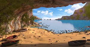 3D cave beach