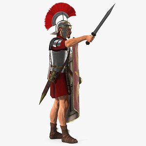 3D model Roman Legionnaire with Gladius Salute Pose Fur