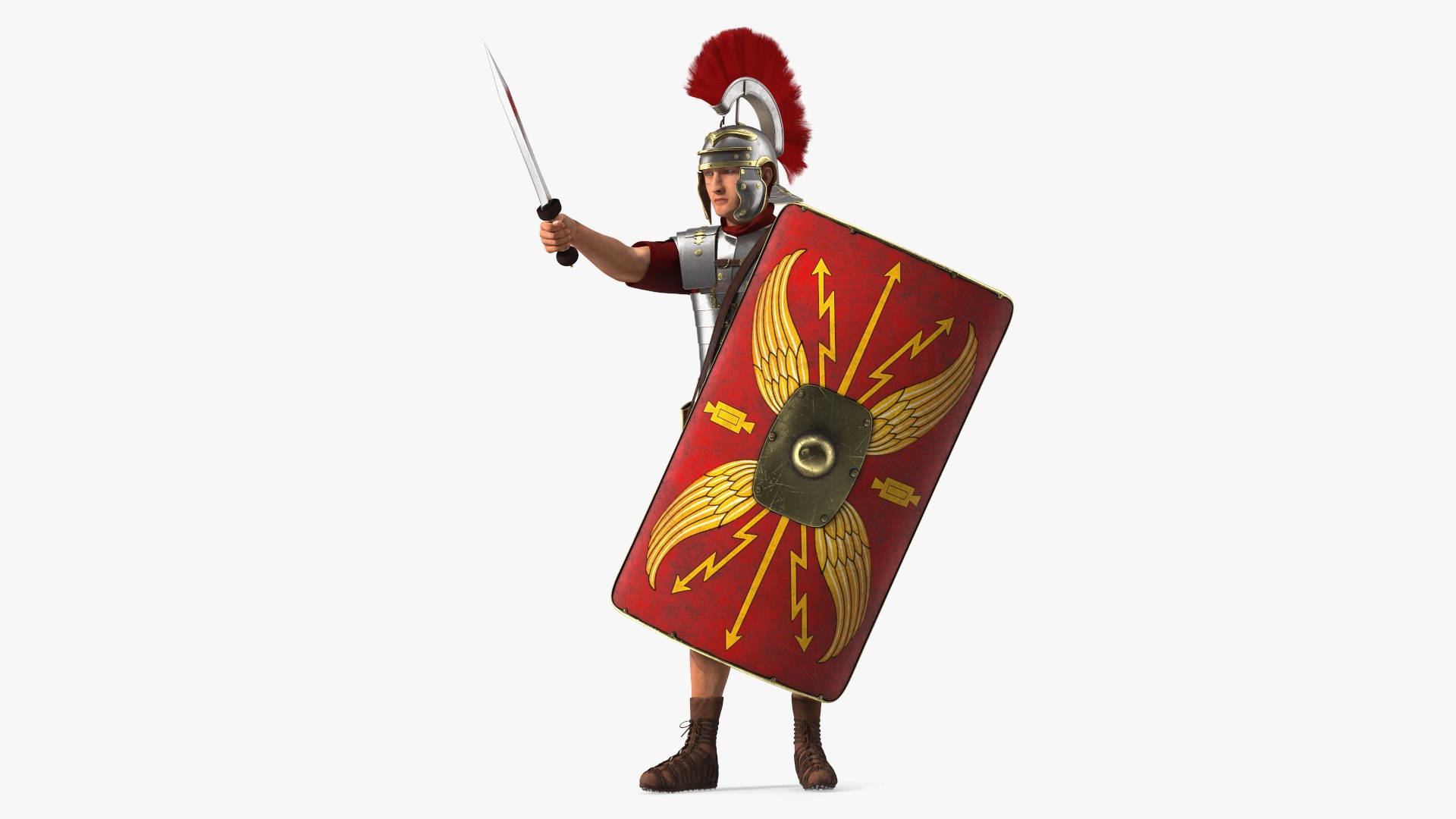 Roman Legionnaire with Gladius Salute Pose Fur1 3D model preview