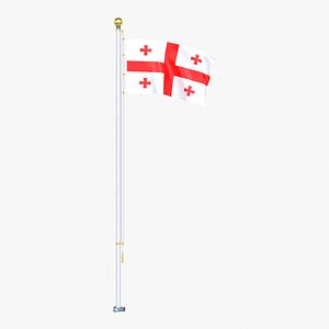 Georgia Flag Stand Pole Animated Loop 3D model