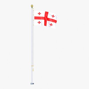Georgia Flag Stand Pole Animated Loop