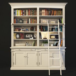 Bookcase with Ladder in White. AMANDINE. Maisons du monde.