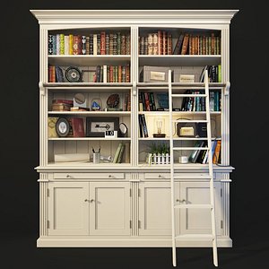 Bookcase with Ladder in White. AMANDINE. Maisons du monde.