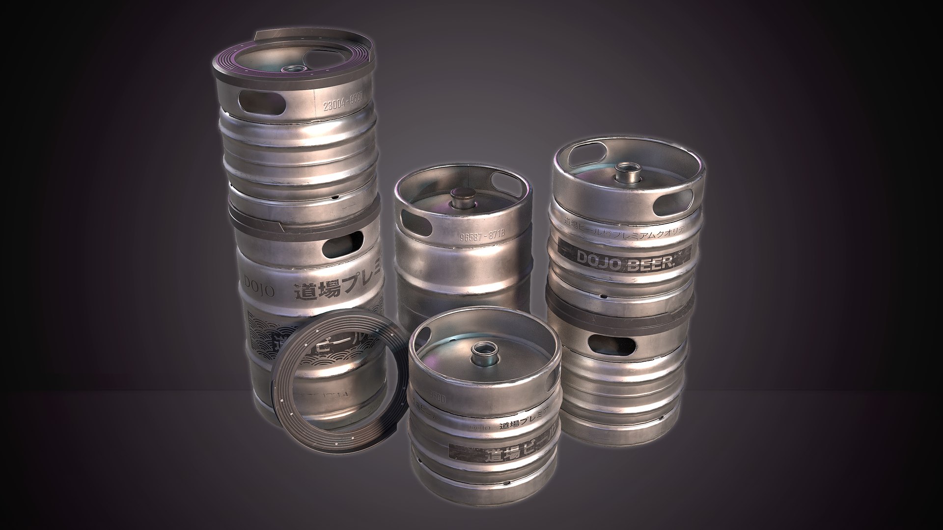 Beer Keg With Stackers PBR Game Ready Low Poly 3D Model Model