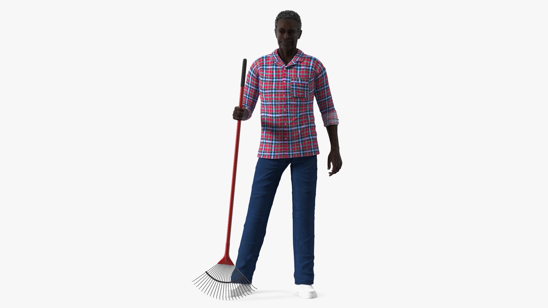 Afro American Grandpa Home Outfit Standing 3D model preview