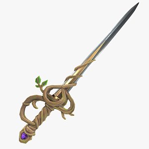 Stylized Fantasy RPG Weapon Sword Rapier Dagger Shortsword Seax Gladius Knife Magical Forest Vine
