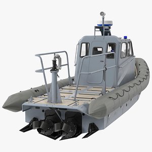 Inflatable Utility Boat with Hard Hull and Antenna Rigged for Cinema 4D 3D model