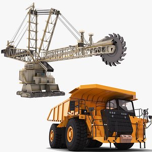 Bagger 288 and Off Highway Dump Truck 3D
