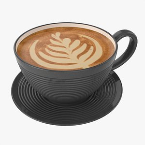 3D Coffee Latte in Mug With Saucer 03