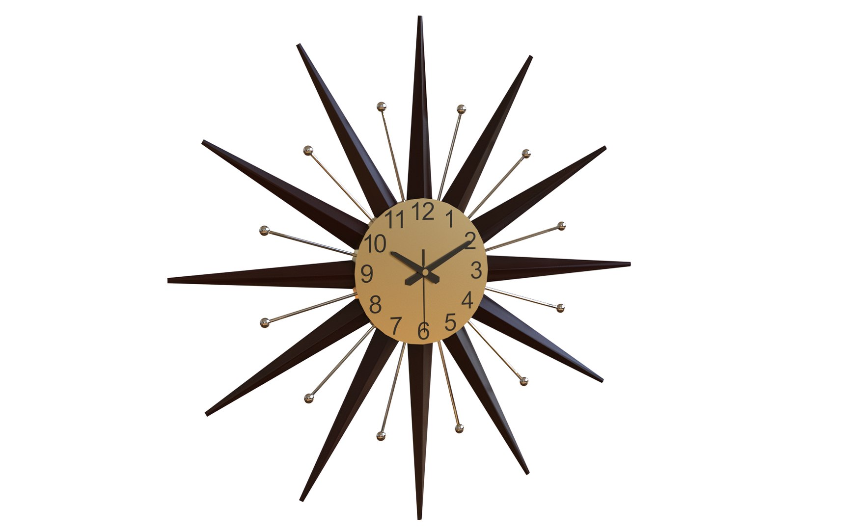 3D Sunburst Starburst Retro Wall Clock Model - TurboSquid 1813172