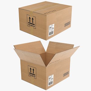 Detailed Close Open Cardboard Box model