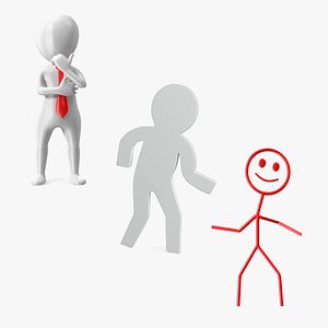 Rigged Stickman Collection 3D model