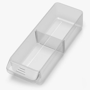 3D Long Transparent Storage Bin with Divider model