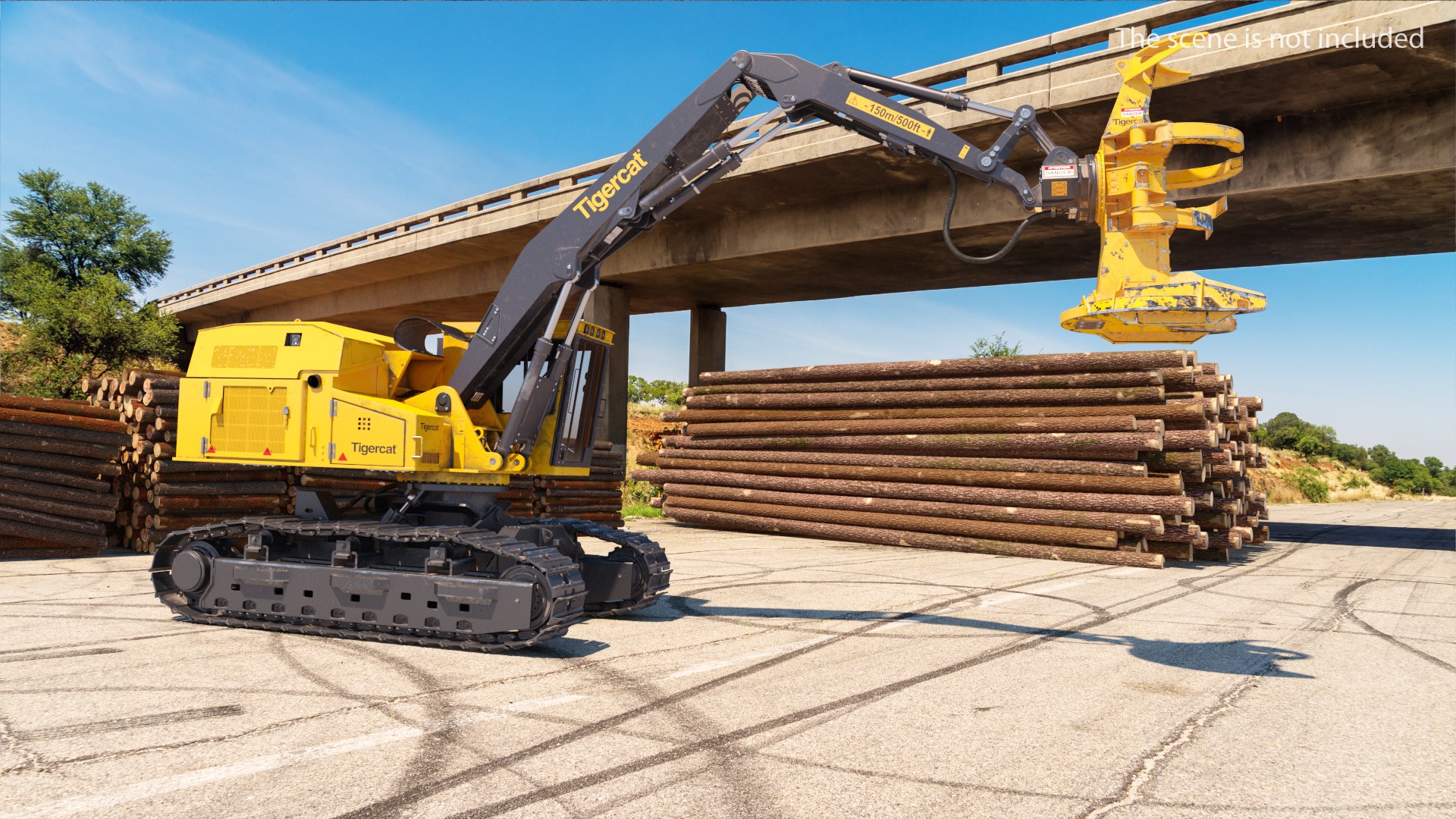 Tigercat 855D Tracked Feller Buncher Dirty 3D model preview