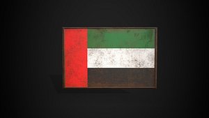 Old Picture Frame With United Arab Emirates  Flag - Game Ready PBR Low-poly 3D Model