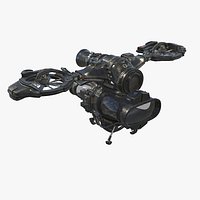 Sci-Fi Hovercraft Helicopter VTOL Tiltrotor Glider Plane Flying Aircraft Vehicle 04