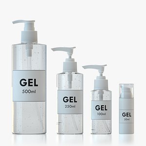 Set of 4 gel pump bottles 500, 250, 100, 50 ml