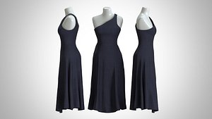 Woman Dress 2 Fine Woven Grape Fabric 3D model