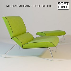 softline milo armchair footstool 3d model