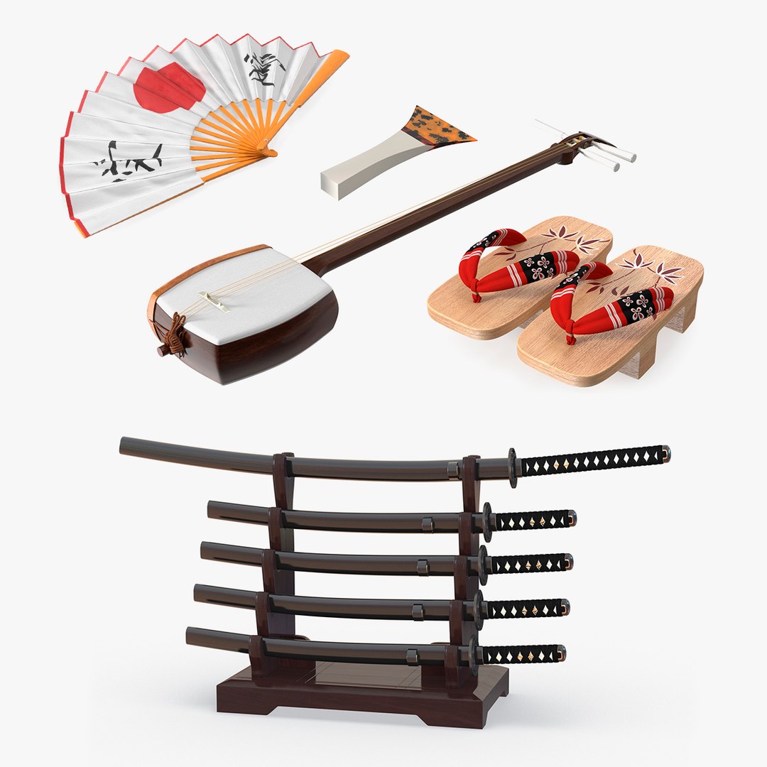 Traditional Japanese Accessories Collection 2 3D model preview