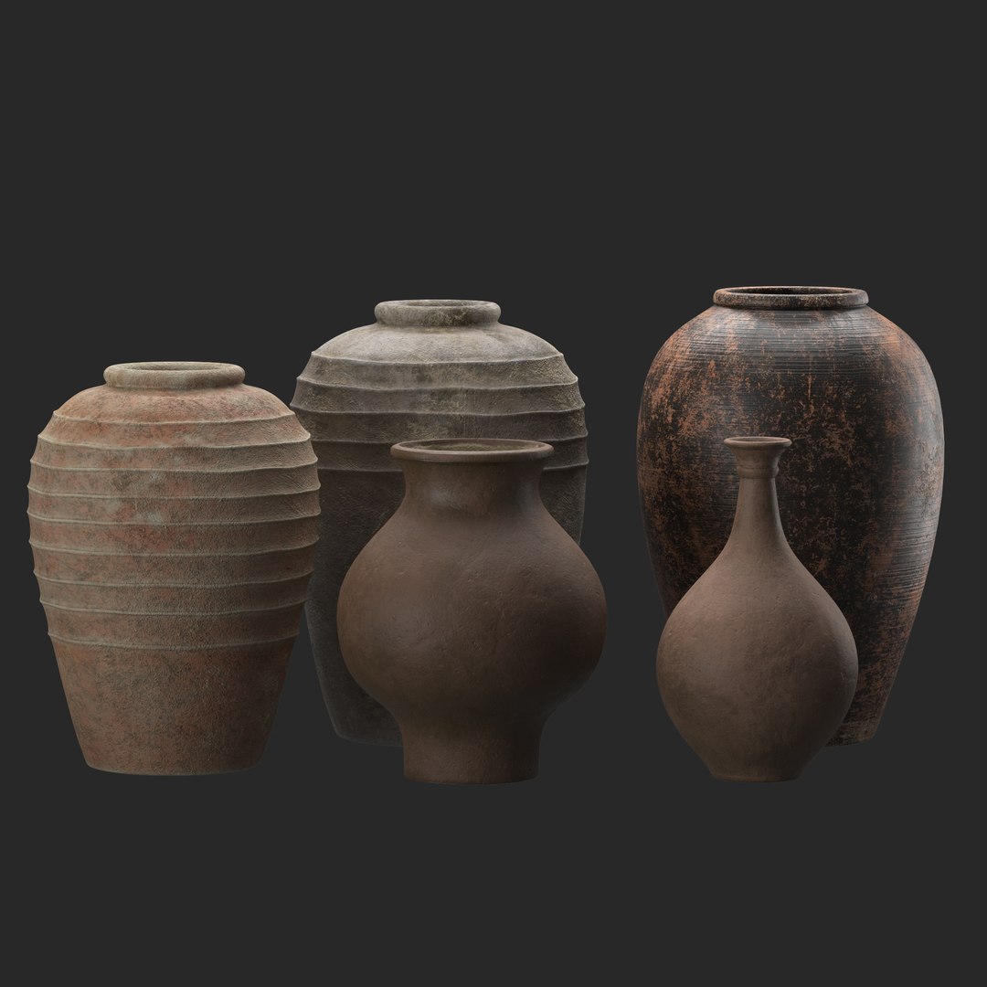 Artisan Clay Vases Set 2 3D Model - TurboSquid 1966919