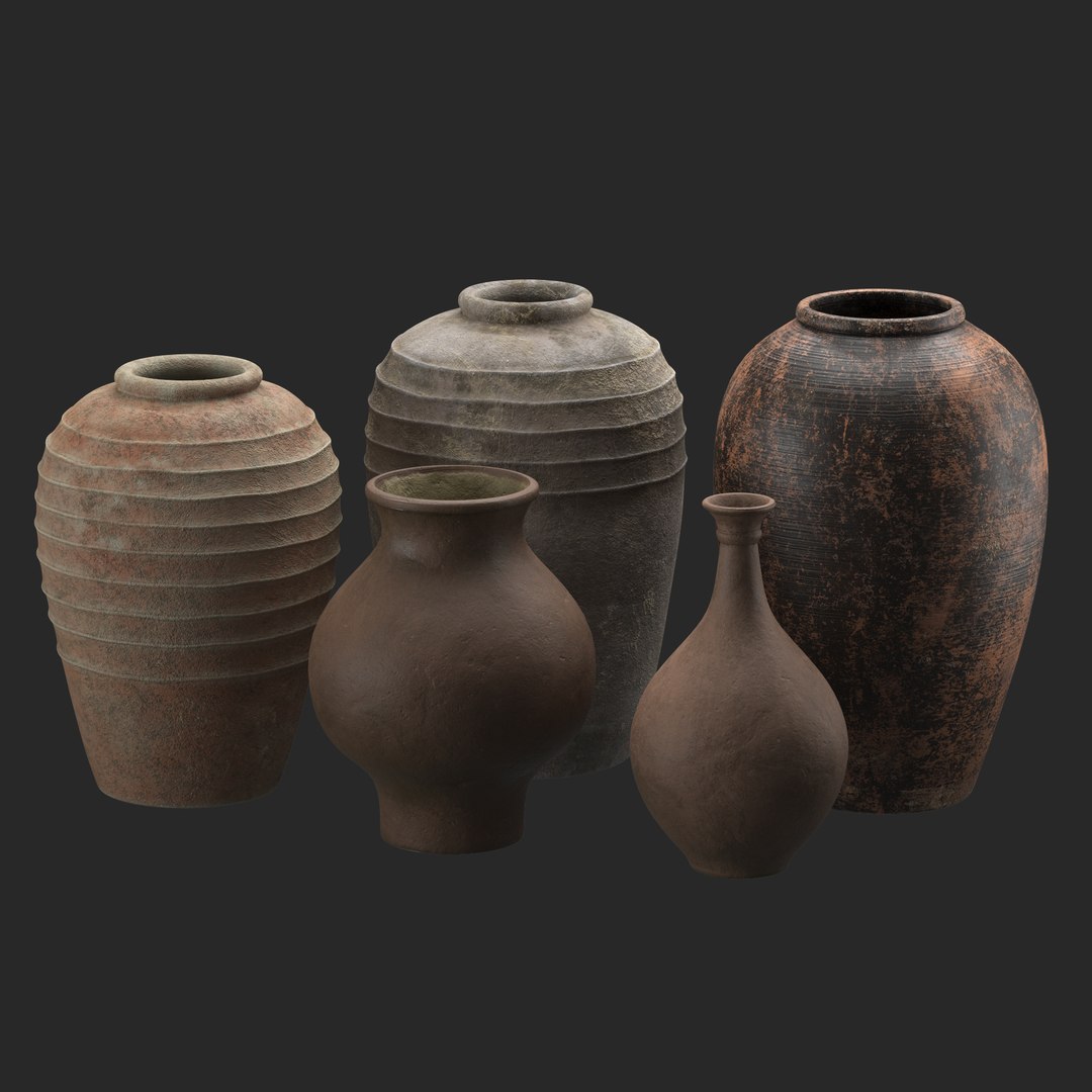 Artisan Clay Vases Set 2 3D Model - TurboSquid 1966919