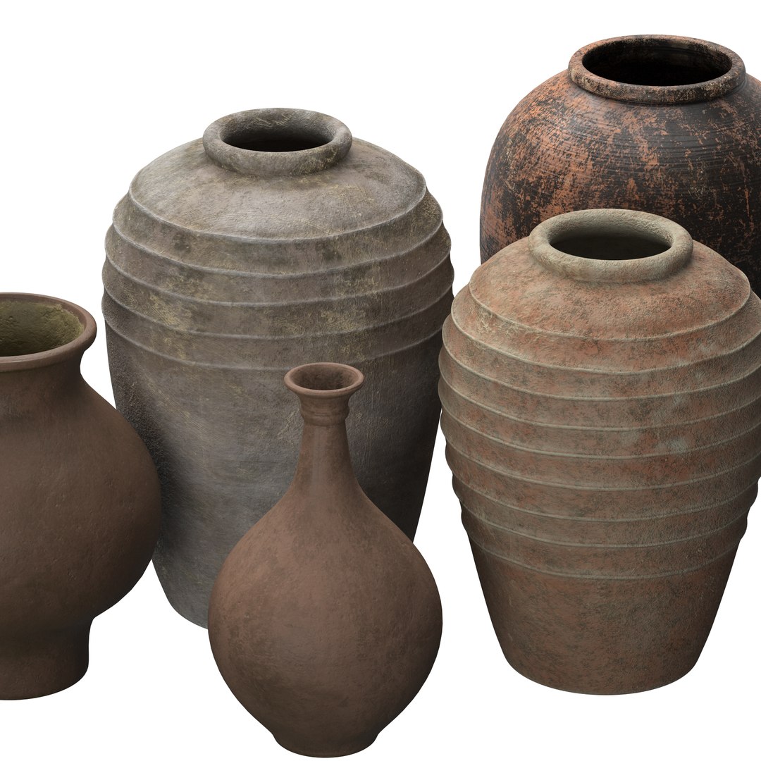 Artisan Clay Vases Set 2 3D Model - TurboSquid 1966919