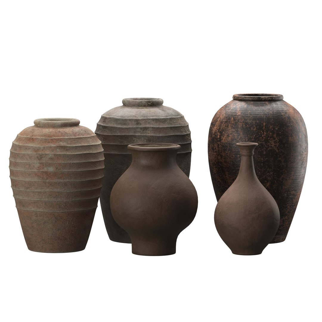 Artisan Clay Vases Set 2 3D Model - TurboSquid 1966919