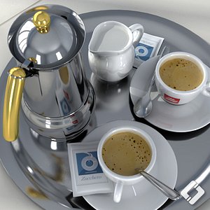 illy coffee set 3d c4d