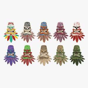 10 Tribal Masks H Collection - Costume Character Design 3D